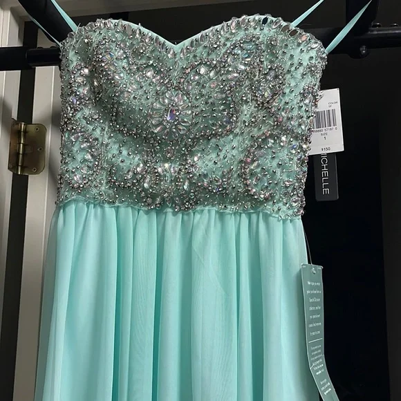 my michelle prom dress My Michelle Cocktail Dress HOCO Juniors 5 Red Strapless Ruched Embellished  Prom